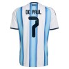 Argentinië De Paul 7 Thuistenue World Cup 2026  - Kids