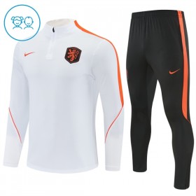 Nederland Witte Trainings Sweatshirt Kwart-Zip 2026-27 - Kids