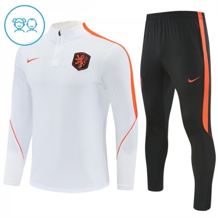 Nederland Witte Trainings Sweatshirt Kwart-Zip 2026-27 - Kids Nederland Witte Trainings Sweatshirt Kwart-Zip 2026-27 - Kids